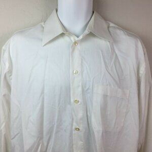 Claiborne Mens White Easy Care Twill Long Sleeve Button-Up Shirt Large 16-32/33
